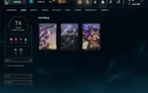 Unranked com 150 Champs e 74 Skins ( ADC / MID / JG )