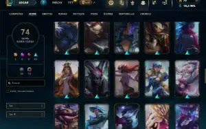 Unranked com 150 Champs e 74 Skins ( ADC / MID / JG )