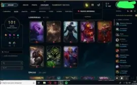 CONTA LOL (CRIADA NA S4) PLATINA 1 ATUAL, 101 SKINS