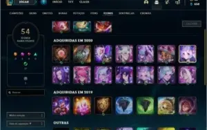 Conta unranked (ex bronze) com 10 skins e 29 champs