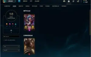 Conta unranked (ex bronze) com 10 skins e 29 champs
