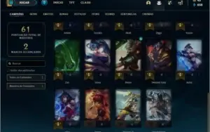Conta unranked (ex bronze) com 10 skins e 29 champs