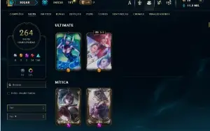 Bronze 3 com TODOS os champs e 264 Skins ( MID / JG / ADC )
