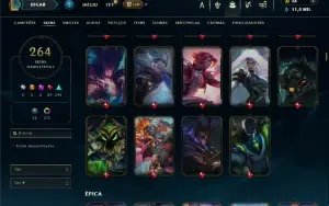 Bronze 3 com TODOS os champs e 264 Skins ( MID / JG / ADC )