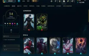Bronze 1 com 90 Champs e 34 Skins ( Mais de 100 Jogos )