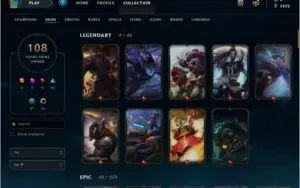 Conta Platina 4, 108 skins, 109 Campeoes, desde 2014