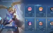 Conta com 132 skins, 76 heróis, nível celestial 34