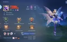 Conta com 132 skins, 76 heróis, nível celestial 34