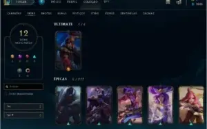 CONTA DE LOL NV 71, UNRANKED, 12 SKINS, 1 ULTIMATE