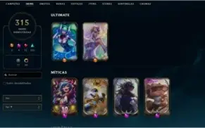 CONTA LOL - 315 SKINS - D4 - 3 PRESTÍGIOS