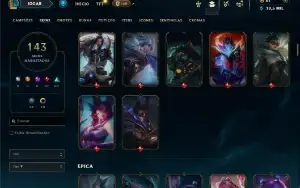 Platina 4 com 140 Champs e 143 Skins ( ADC / MID / TOP )