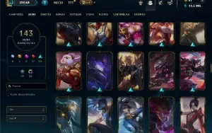 Platina 4 com 140 Champs e 143 Skins ( ADC / MID / TOP )