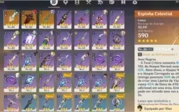 V>Xiao/Diluc/Keqing/Jean + 3 armas 5*,Lobo, Jade e Celestial