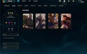 Conta bronze 1 com TODOS os champs e 276 Skins + 22 Cromas