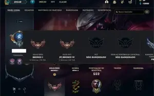 Conta bronze 1 com TODOS os champs e 276 Skins + 22 Cromas