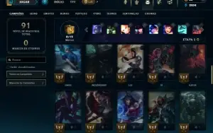 Unranked com 50 Champs e 18 Skins ( Ex Ferro )