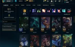 Unranked com 50 Champs e 18 Skins ( Ex Ferro )