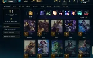 Unranked com 50 Champs e 18 Skins ( Ex Ferro )