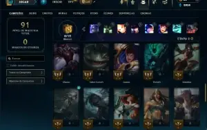 Unranked com 50 Champs e 18 Skins ( Ex Ferro )