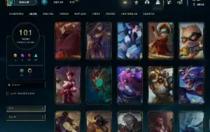Conta LOL - LVL 220 - 130 Champions - 101 Skins - Unranked