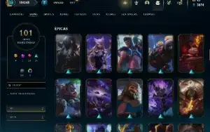 Conta LOL - LVL 220 - 130 Champions - 101 Skins - Unranked