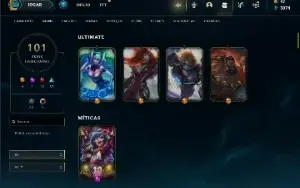 Conta LOL - LVL 220 - 130 Champions - 101 Skins - Unranked