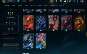 Conta LOL - LVL 220 - 130 Champions - 101 Skins - Unranked