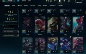 Esmeralda 4 com TODOS os champs e 392 Skins (970k de Yasuo)