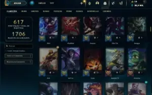 Esmeralda 4 com TODOS os champs e 392 Skins (970k de Yasuo)