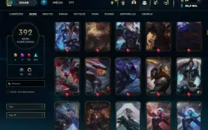 Esmeralda 4 com TODOS os champs e 392 Skins (970k de Yasuo)
