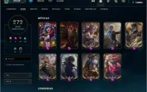 Vendo conta do LOL, nv 460, +270 skins, com RP e 128mil EA