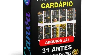 Pack Canva Cardápio Digital p/ celular - 31 Artes Editáveis