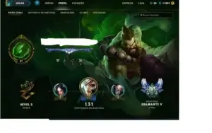 Conta Diamante 5 c/borda 15 skins/35 champs