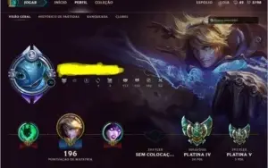 Conta League Of Legends Platina 4/borda Diamante 90 Skins