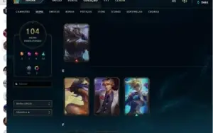 Conta lol prata 4 com 104 skins