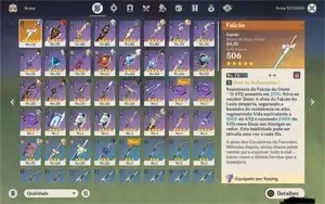 Conta ranking 55 zhongli xiao diluc Jean e kequing 1 arma 5