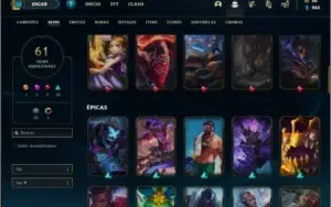 Conta ouro 4 com 104 champs e 59 skins + 3k de RP