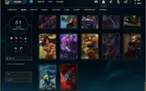 Conta ouro 4 com 104 champs e 59 skins + 3k de RP