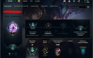 Conta de lol lvl 71 plat 1 mmr d4/d3 64 skin nunca tomou ban
