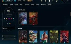 Unranked com 140 Champs e 83 Skins (MID / JG / ADC)