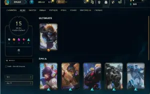Ouro 2 com 80 Champs e 15 Skins