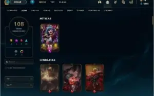 Conta bronze 1 com 108 skins e 134 champs (da season 3)