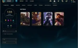 Conta bronze 1 com 108 skins e 134 champs (da season 3)