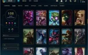 Conta bronze 1 com 108 skins e 134 champs (da season 3)