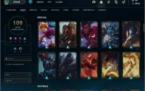 Conta bronze 1 com 108 skins e 134 champs (da season 3)