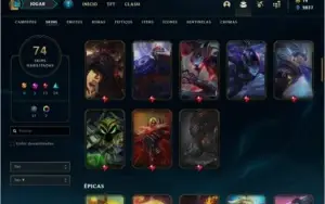 Conta PLATINA 2 com 74 skins e 135 champs