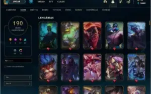Conta Unranked com 190 skins e quase todos os champs.