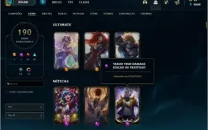Conta Unranked com 190 skins e quase todos os champs.