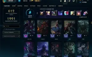 Platina 4 com TODOS os champs e 290 Skins ( MID / JG / TOP )