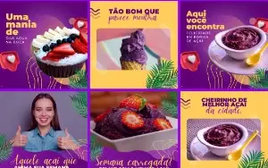 Pack Artes Canva Açaí – 100 Temas Editáveis Açaiteria Vol. 1